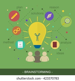 Brainstorming ideas illustration flat concept/editable vector design for your promotion materials or banner.