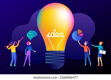 Brainstorming infographic, research and development department. Team thinking and solving a problem