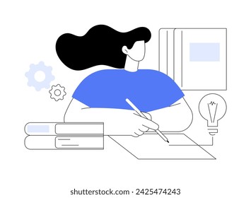 Brainstorming isolated cartoon vector illustrations. Student girl thinking and preparing for exams, educational process, college choice, school graduate, information researching vector cartoon.