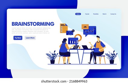 Brainstorming Landing Page. Illustration Design Concept Brainstorming