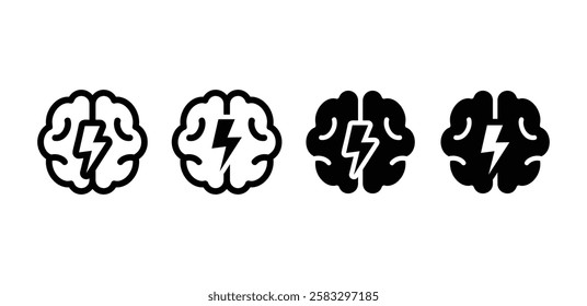 brainstorming with lightning bolt icon symbol vector design black white color simple flat illustration sets