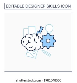 Brainstorming line icon. Relaxed, informal approach to problem solving with lateral thinking. Exchange, generate ideas.Designer skills concept. Isolated vector illustration. Editable stroke