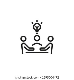 Brainstorming line icon. Sharing ideas, teamwork, meeting. Creativity concept. Vector illustration can be used for topics like business, startup, planning