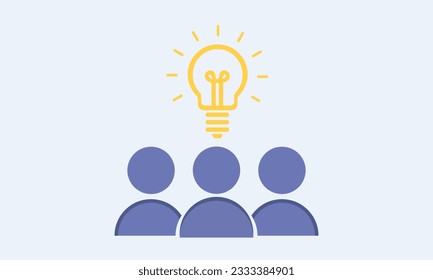 Brainstorming line icon. Team, bulb, new idea. Teamwork concept. Can be used for topics like eureka, meeting, startup.on white background.Vector Design Illustration.