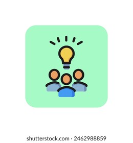 Brainstorming line icon. Team, bulb, new idea. Teamwork concept. Can be used for topics like eureka, meeting, startup.