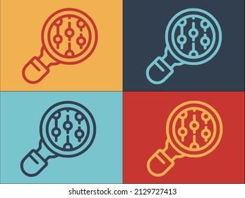 Brainstorming Magnifier-Logo-Vorlage, einfaches Flachbild-Symbol für Geschäftswelt, Konzept, Idee