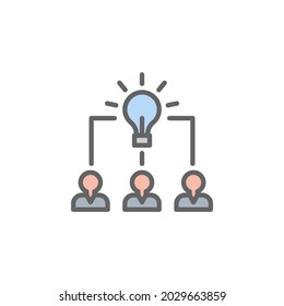 Los hombres que hacen lluvia de ideas esbozan un icono de color. Icono coloreado de la línea de ilustraciones empresariales. Los signos y símbolos se pueden utilizar para web, logotipo, aplicación móvil, interfaz de usuario, UX