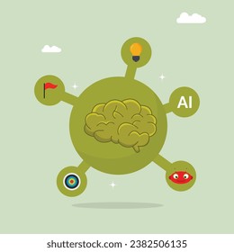 Brainstorming and mind analysis to achieve success, creative thinking, artificial intelligence, research, business idea concept.