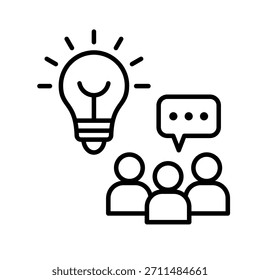 Ilustración vectorial de iconos de esquema de lluvia de ideas