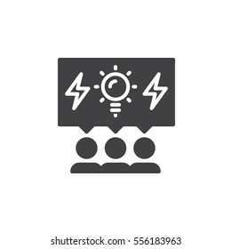 Brainstorming people icon vector, filled flat sign, solid pictogram isolated on white. Brainstorm symbol, logo illustration