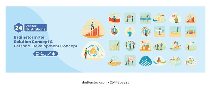 Brainstorming and personal development. Office staff develop themselves, brainstorm with colleagues, and work together to achieve goals. Mega set.