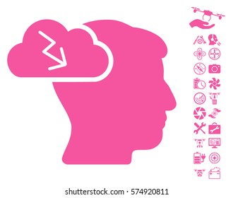 Brainstorming pictograph with bonus nanocopter service graphic icons. Vector illustration style is flat iconic symbols on white background.