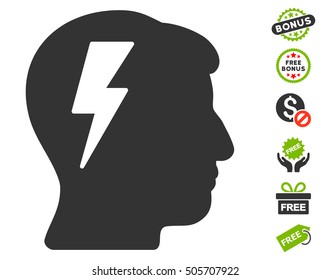 Brainstorming pictograph with free bonus icon set. Vector illustration style is flat iconic symbols, eco green and gray colors, white background.