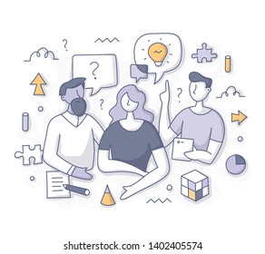 Brainstorming Problem Solving Concept Team Collaborative Stock Vector ...