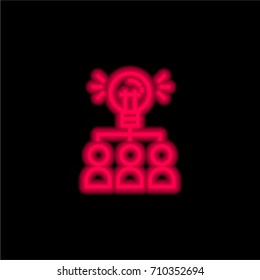 Brainstorming red glowing neon ui ux icon. Glowing sign logo vector