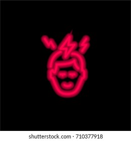 Brainstorming red glowing neon ui ux icon. Glowing sign logo vector