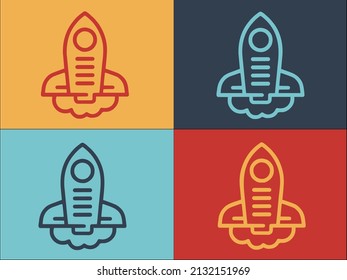 Brainstorming Rocket Logo Template, Simple Flat Icon of rocket,idea,success