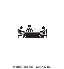 Brainstorming session black vector concept icon. Brainstorming session flat illustration, sign