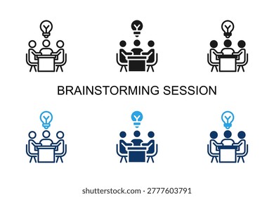 Brainstorming Session Icon Multi Style Vector Illustration