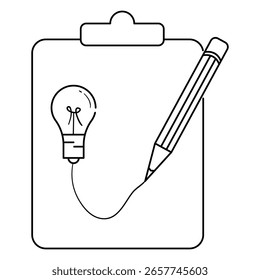 Brainstorming-Sitzung Funken helle Ideen auf der Zwischenablage mit Bleistift bereit, innovative Konzepte zu erfassen
