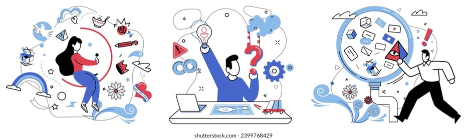 Brainstorming session vector illustration. A brainstorming session is forge where ideas are molded into steel project development Breakthroughs are stars shining in night sky successful brainstorming