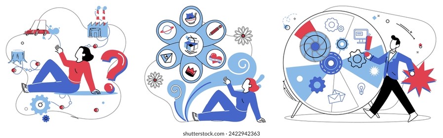 Brainstorming session vector illustration. Intelligence blooms like flower in garden well-crafted brainstorming session The brainstorming session is architect blueprinting structure innovative