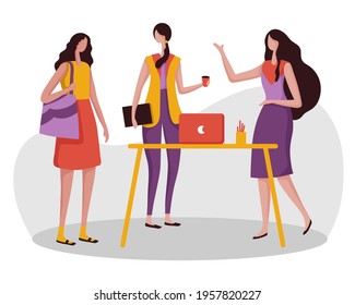 Brainstorming sessions for company employees to develop products and trade for the company.  vector illustration flat design