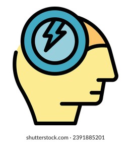 Brainstorming skill icon outline vector. Stress growth. Support effort color flat