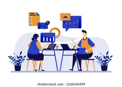 Brainstorming to solve problem. Flat vector illustration for landing page, web, website, banner, mobile, flyer, poster
