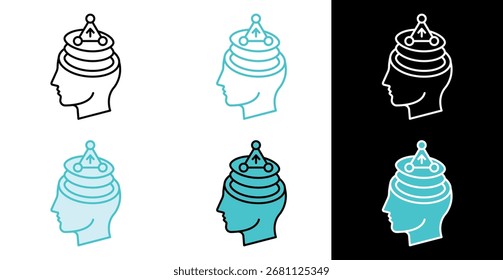 Brainstorming-Symbol für Ideen und Strategie-Entwicklung Symbol in Linie und füllen Stil