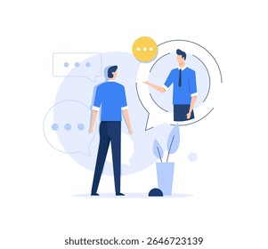 lluvia de ideas, hablando entre ellos. Concepto de trabajo en equipo, negociación