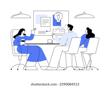 Brainstorming with a team isolated cartoon vector illustrations. IT company developers generates new ideas, information technology industry, colleagues meeting in office vector cartoon.