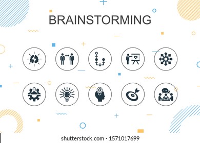 brainstorming trendy Infographic template. Thin line design with imagination, idea, opportunity, teamwork icons