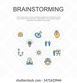 brainstorming trendy line icons concept. Thin line design with imagination, idea, opportunity, teamwork icons