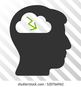 Brainstorming vector icon. Illustration style is flat iconic bicolor eco green and gray symbol on a hatch transparent background.