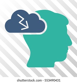 Brainstorming vector icon. Illustration style is flat iconic bicolor cobalt and cyan symbol on a hatch transparent background.