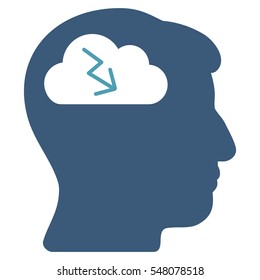 Brainstorming vector icon. Style is flat graphic bicolor symbol, cyan and blue colors, white background.