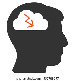 Brainstorming vector icon. Style is flat graphic bicolor symbol, orange and gray colors, white background.