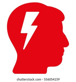 Brainstorming vector icon. Style is flat graphic symbol, red color, white background.
