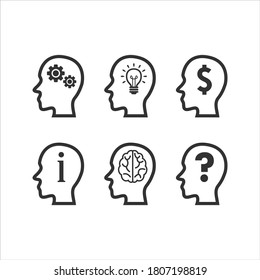 Brainstorming vector icons on white background