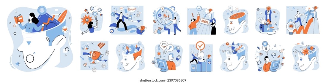 Brainstorming vector illustration. The creative process is dance where brainstorming leads choreography success Success in business is quilt woven by skilled hands brainstorming and creativity