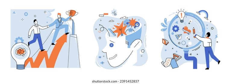 Brainstorming vector illustration. Intelligence and creativity are architects designing blueprint brainstorming The creative process is canvas where brainstorming paints strokes achievement In realm