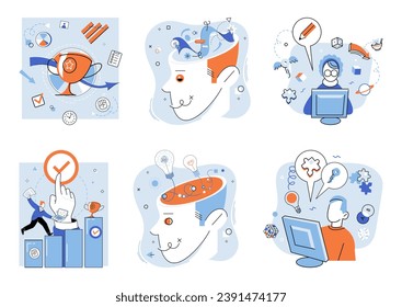 Brainstorming vector illustration. The orchestra success plays orchestrated notes brainstorming and solution-driven minds Idea generation is heartbeat brainstorming, pulsating with rhythm success