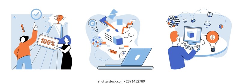 Brainstorming vector illustration. The projects heartbeat echoes rhythm brainstorming and strategic thinking Success is tapestry woven by skilled hands brainstorming and professional development