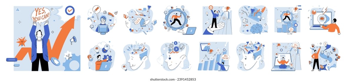 Brainstorming vector illustration. The success symphony is composed by orchestrated notes brainstorming Idea generation is heartbeat, pulsating through veins achievement and progress The creative