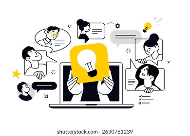 Brainstorming. Vector illustration for web banner, social media banner, business presentation, marketing material.