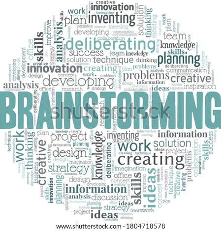 Brainstorming vector illustration word cloud isolated on a white background.