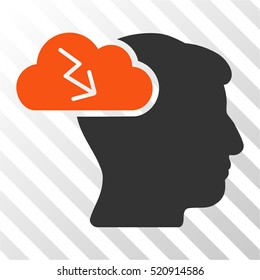 Brainstorming vector pictogram. Illustration style is flat iconic bicolor orange and gray symbol on a hatched transparent background.