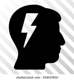 Brainstorming vector pictogram. Illustration style is flat iconic black symbol on a hatch transparent background.