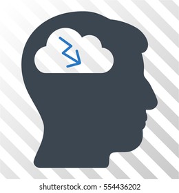 Brainstorming vector pictogram. Illustration style is flat iconic bicolor smooth blue symbol on a hatch transparent background.